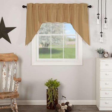 Simple Life Flax Khaki Swag Curtain Set of 2 36x36x16 VHC Brands - The Fox Decor